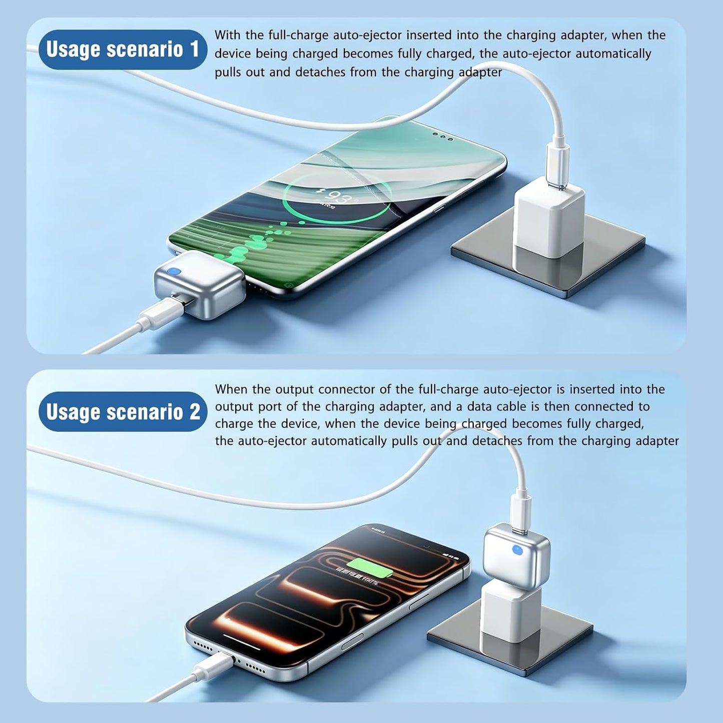 [Full Charge Disconnector AI Auto Cut Power & Unplug on Full Charge, PD 100W Fast Charging, Applicable to Various Electronic Devices Such as for Iphone/Android/Earphones