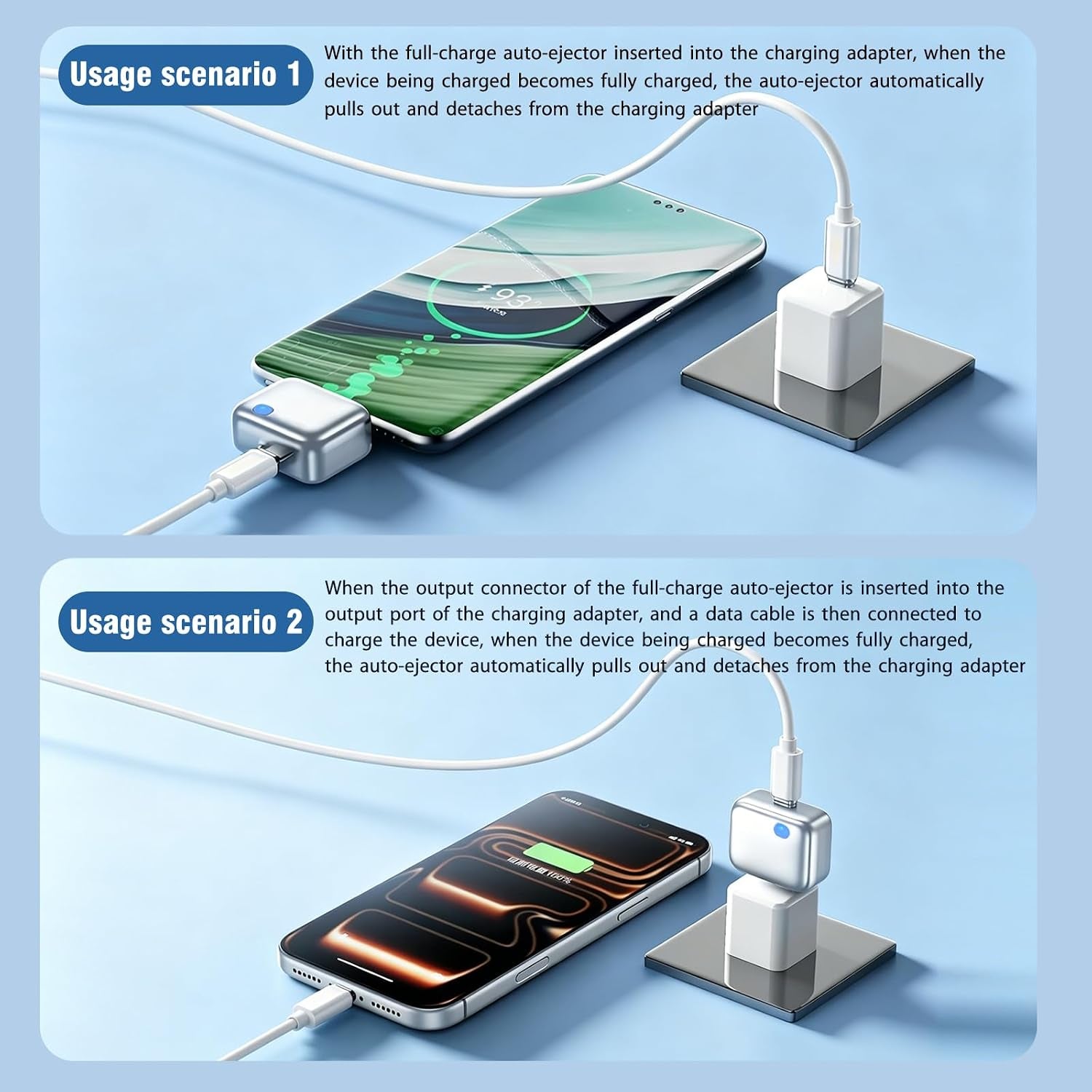 [Full Charge Disconnector AI Auto Cut Power & Unplug on Full Charge, PD 100W Fast Charging, Applicable to Various Electronic Devices Such as for Iphone/Android/Earphones